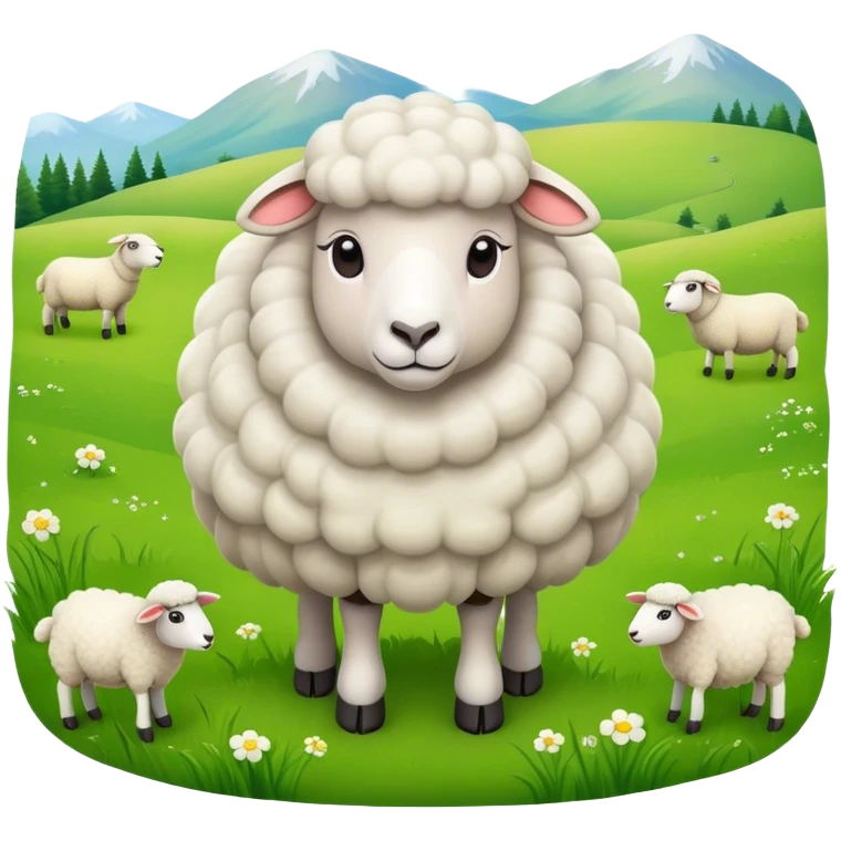 beautiful meadow with sheep emoji