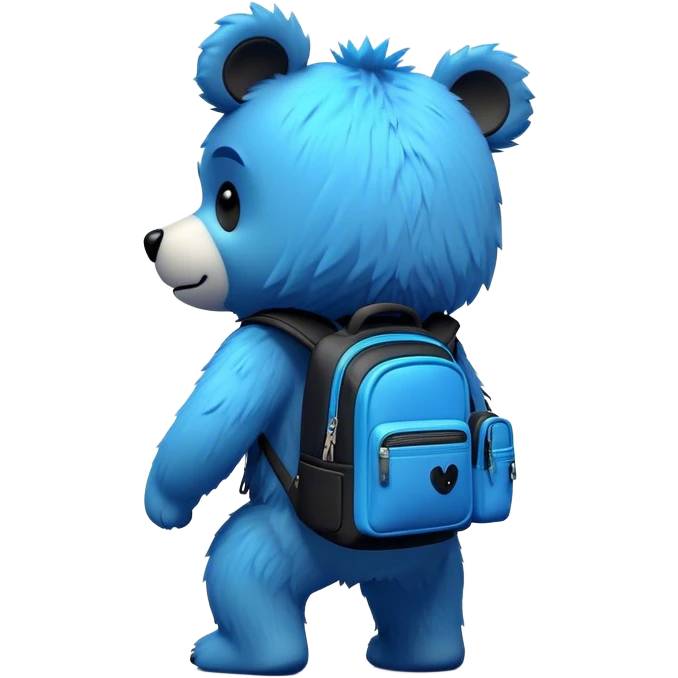 3D, adorable little Pixar style blue neon punk bear with a black backpack, ultra detailed, each lash, eye, and strand of fur is shown in stunning detail as though captured in a timeless photograph, rich textures, visually rich, so lifelike it feels like it could leap off the page at any moment emoji