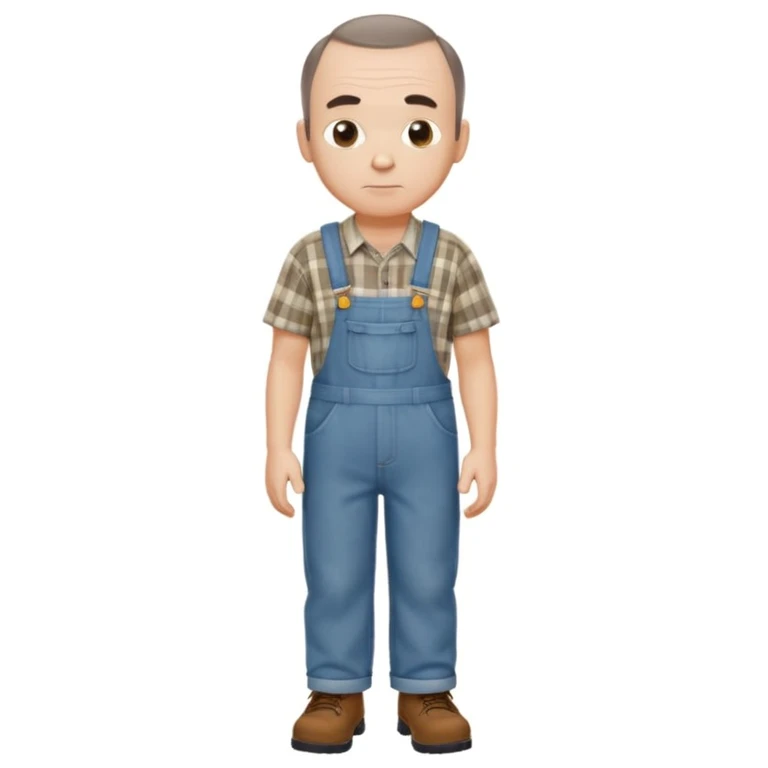Carl from Sling Blade, full body, standing at a 3/4 angle emoji