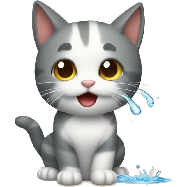 GATO TOMANDO AGUA emoji