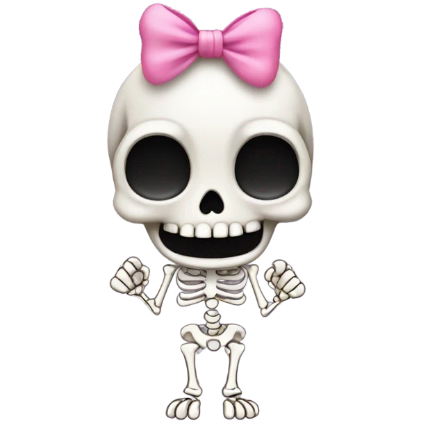 Cute skeleton w pink bow on head w middle finger  emoji