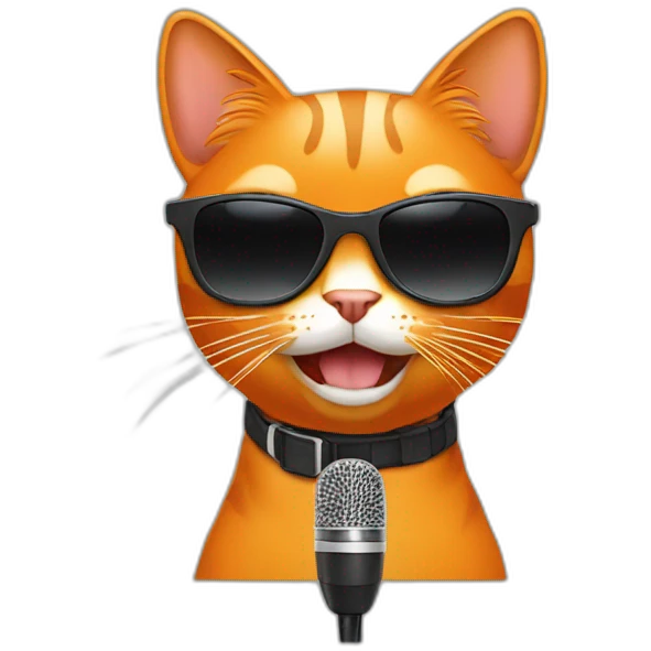 orange cat rap with sunglasses and microphone emoji