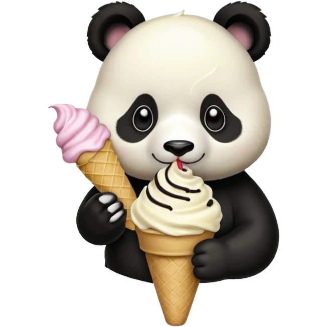 Panda eating ice cream emoji