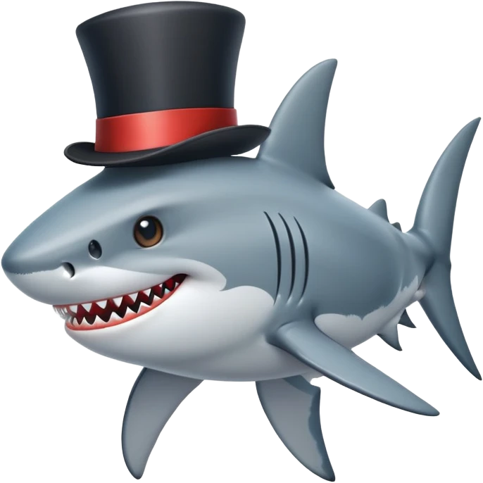 Shark with a top hat emoji