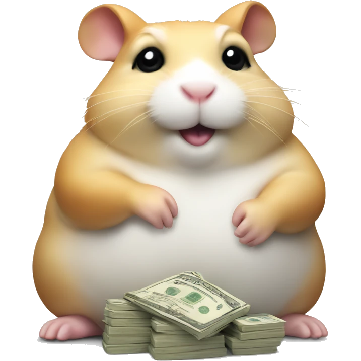 Extremely fat hamster offering pack of money   emoji