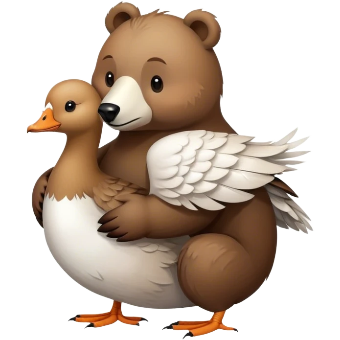 Bear hugging a goose emoji