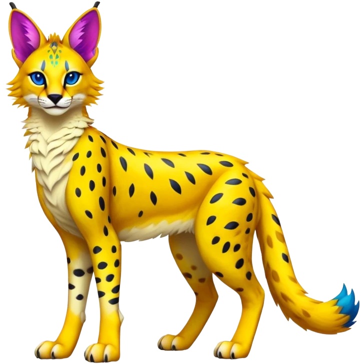Epic Colorful Sergal-Serval-Vernid full body emoji