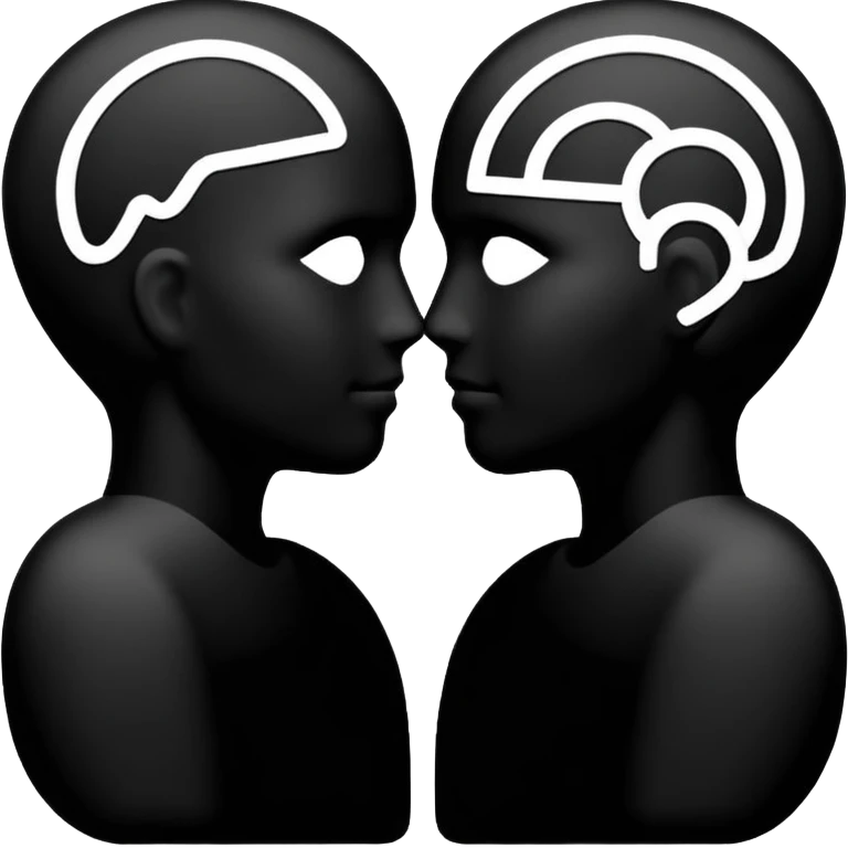 two silhouettes with intersecting speech lines emoji