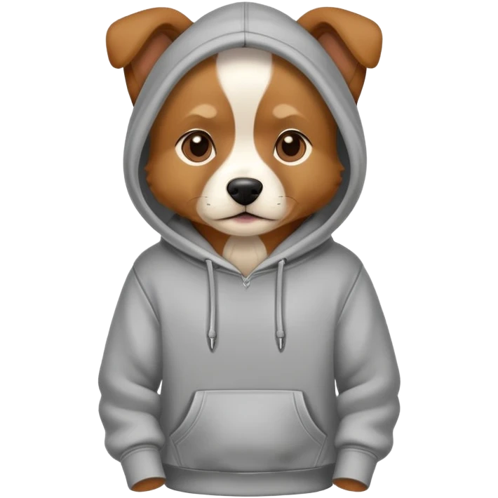 A dog with hoodie with his hand in his pockets emoji