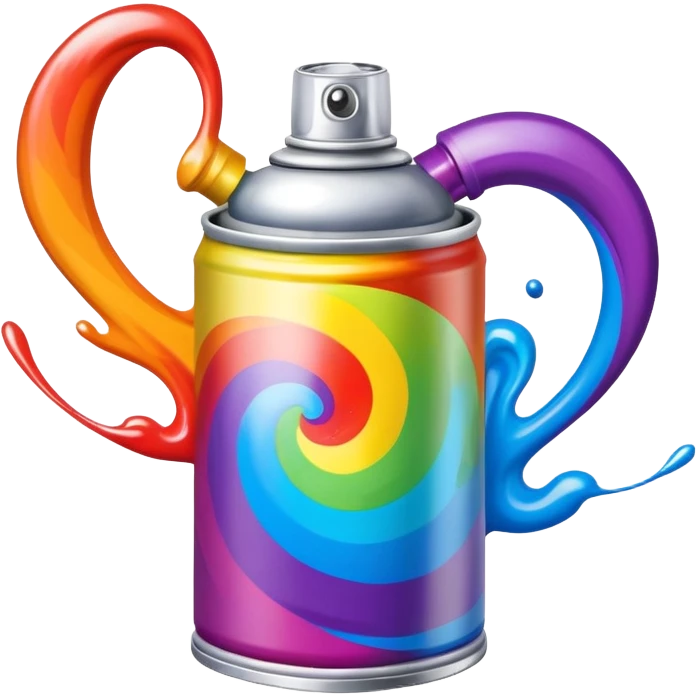 Multicolored spray paint can with vibrant rainbow colors swirled together on the can body emoji