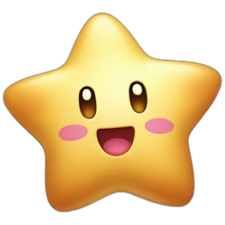 clean cute happy Kirby with a golden star emote emoji