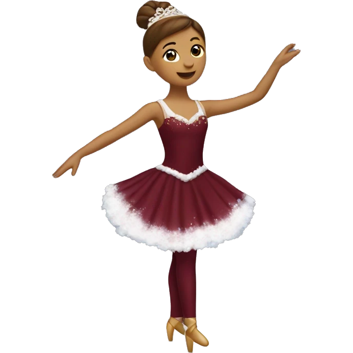 burgundy snowy music box with ballerina standing back emoji