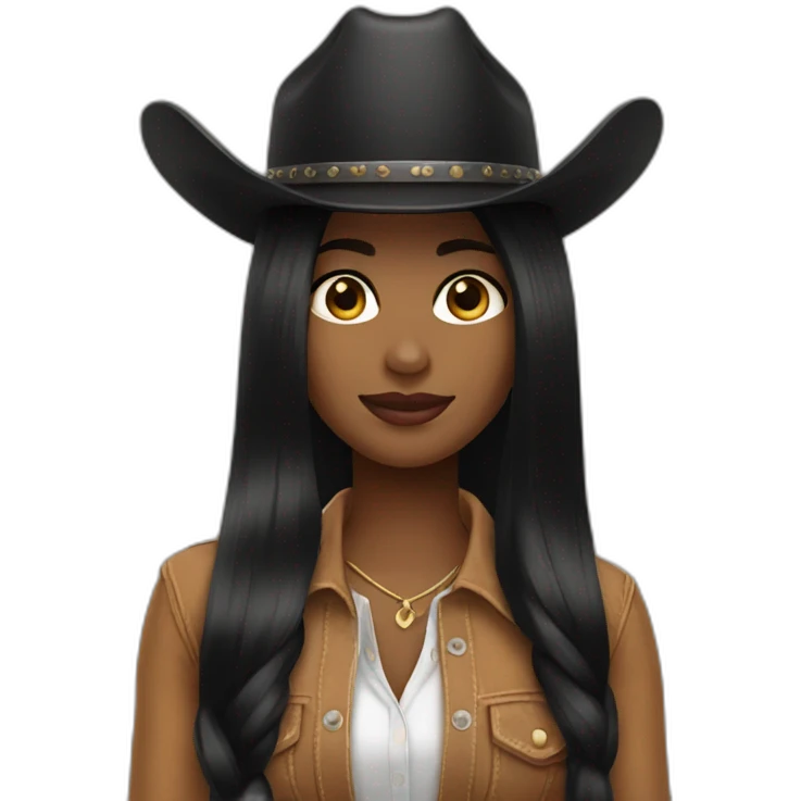 cowgirl black straight hair emoji