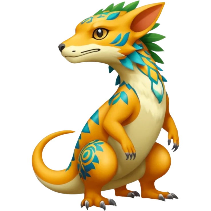colorful lush exotic patterned beautiful elegant pretty realistic Fakémon-Digimon-Fionbri-Trico-creature (full body) emoji
