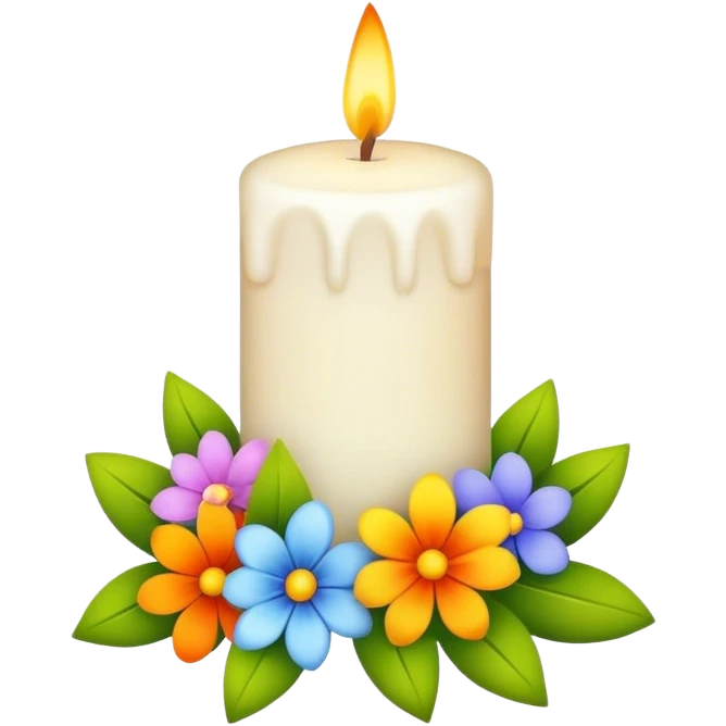 Spring candle with flowers  emoji