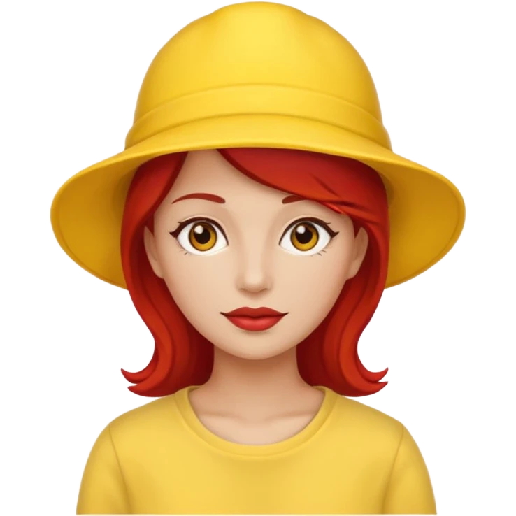 red woman with yellow hat emoji