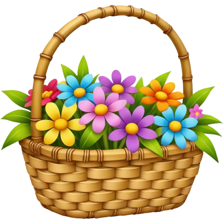 bamboo basket, flowers emoji
