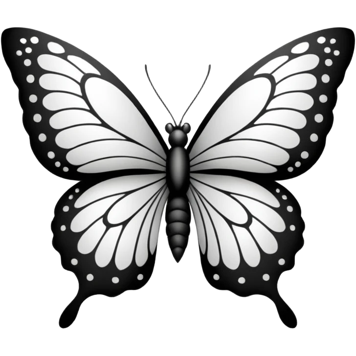Mariposa color blanco y negro tipo tatuaje emoji