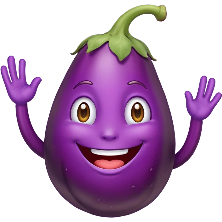 Eggplant saying hi emoji