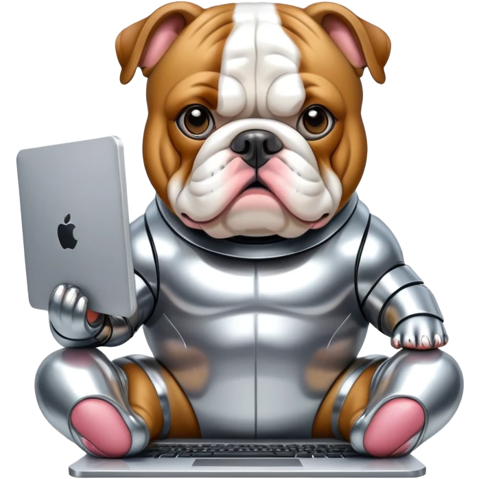 English bulldog computer suit emoji