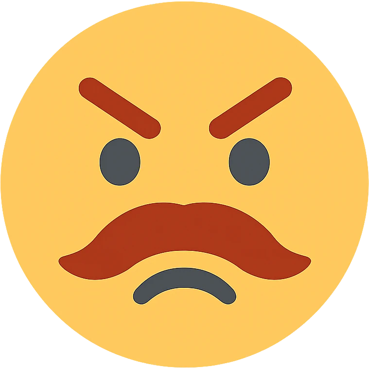 angry face with mustache color icon emoji