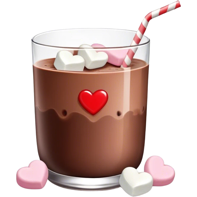 Chocolate milk with heart shaped marshmallows  emoji