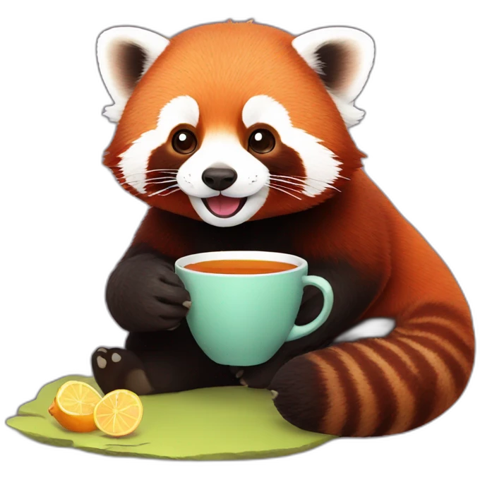Red panda drinking tea emoji