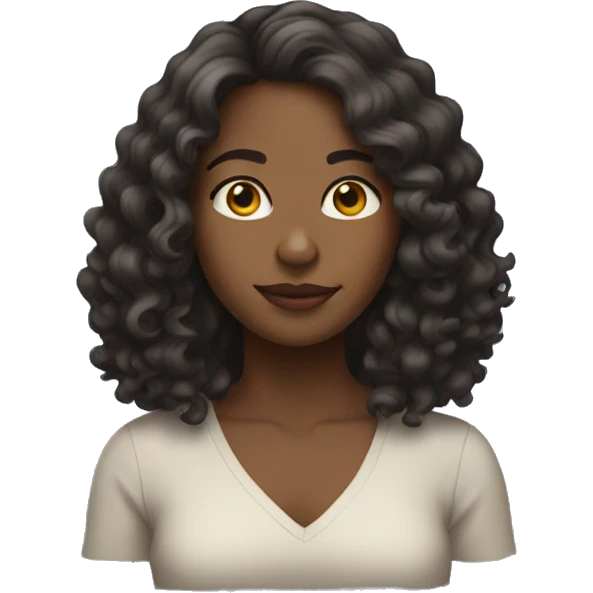slightly dark-skinned woman with shoulder-length curly hair emoji