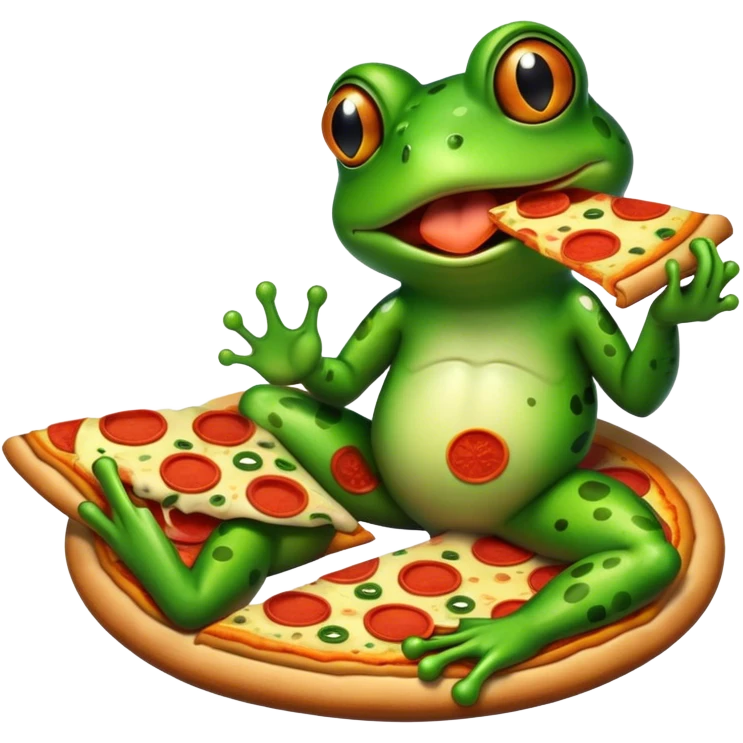 A frog eating pizza emoji