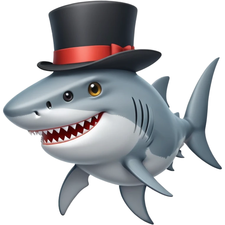 Shark with a top hat emoji