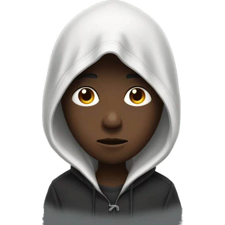 Garçon noire avec capuche, triste emoji