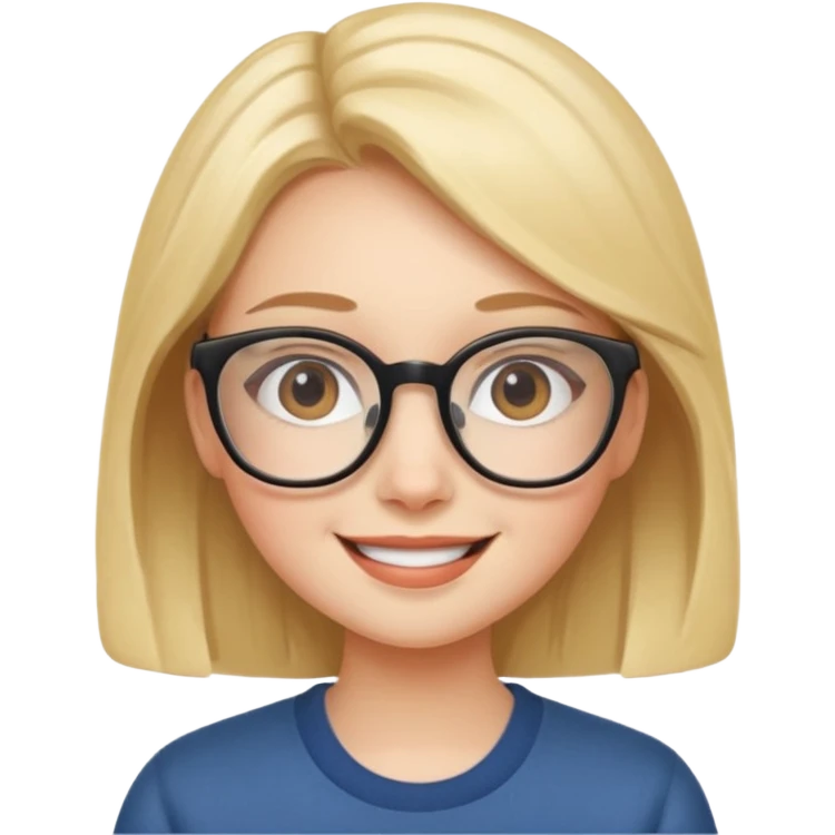 cute girl, glass, smart emoji