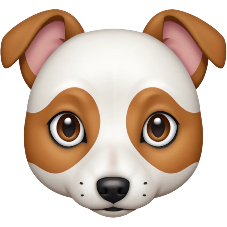 a fully white jack russell the size of a kelpie with a half white face emoji
