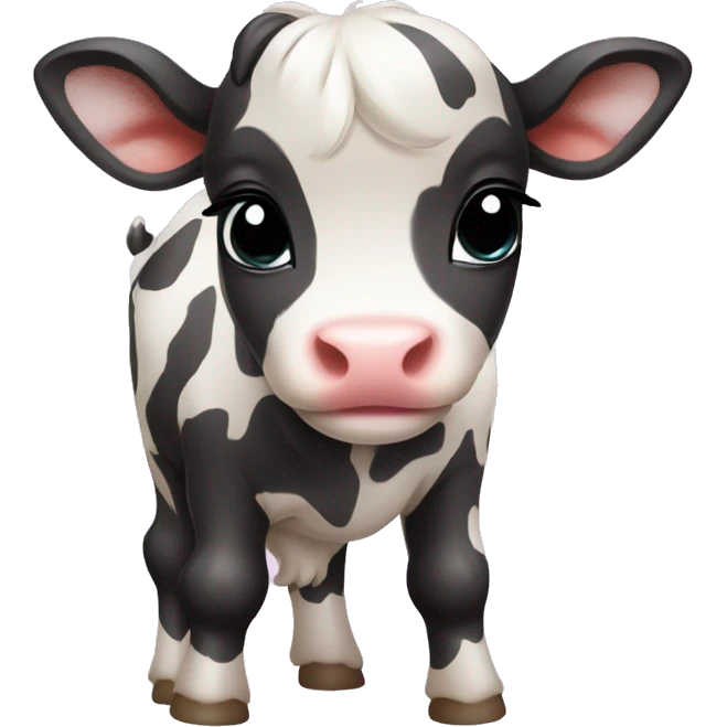 Cute calf with a cute bow on it emoji