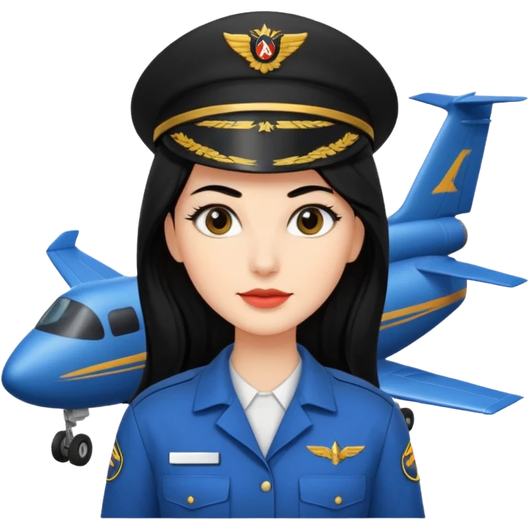 Femme cheveux long noir travaille dans le domaine de l'aéronautique sourcils fournis emoji