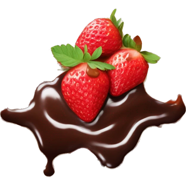 Cut up strawberries and chocolate sauce on Belgian waffle emoji