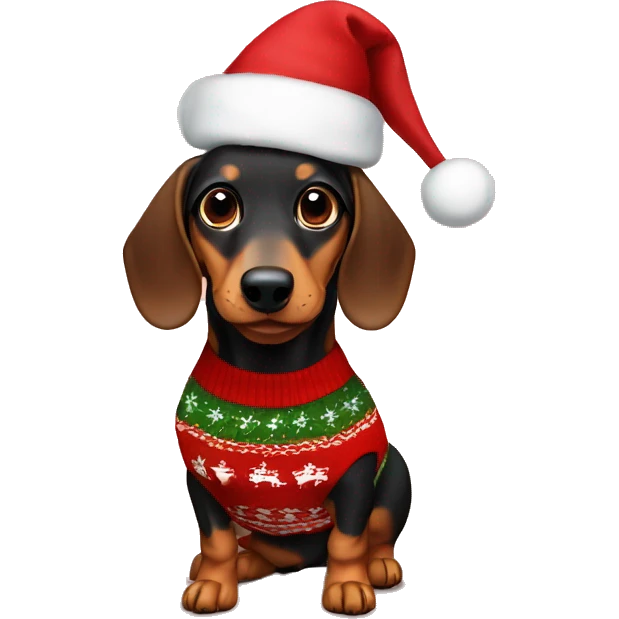 Weiner dog with Christmas sweater emoji