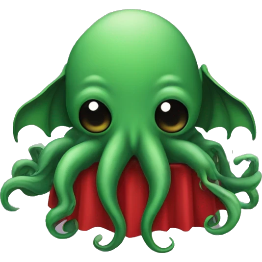 green Cthulhu  wearing red dress emoji