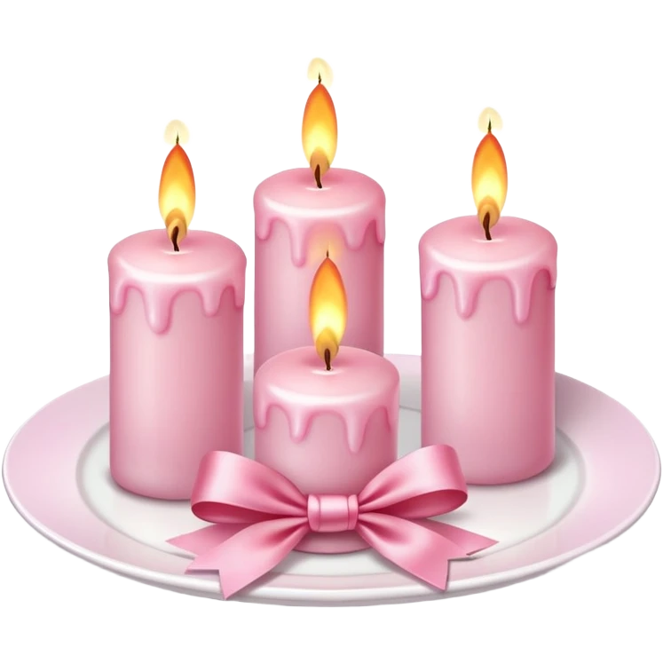 light pink burning candles with bow on white plate emoji