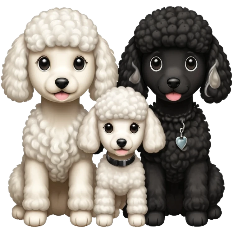 1 poodle blanca y 2 negras emoji