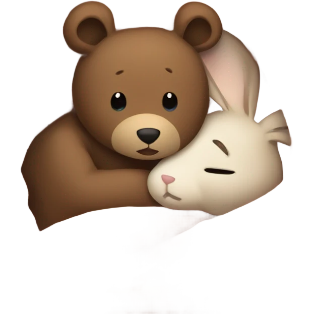 bear and brown bunny under blanket emoji