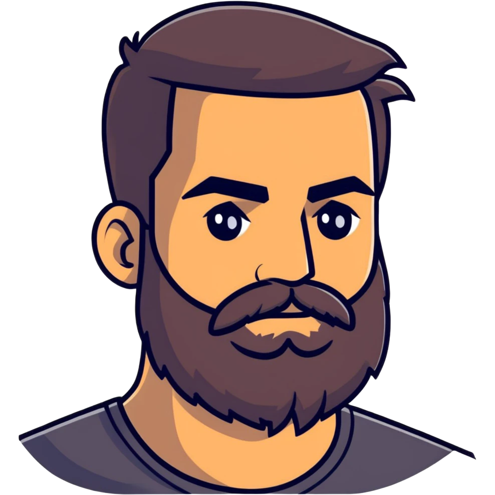 man with thick beard and distinct heavy eyebrows emoji