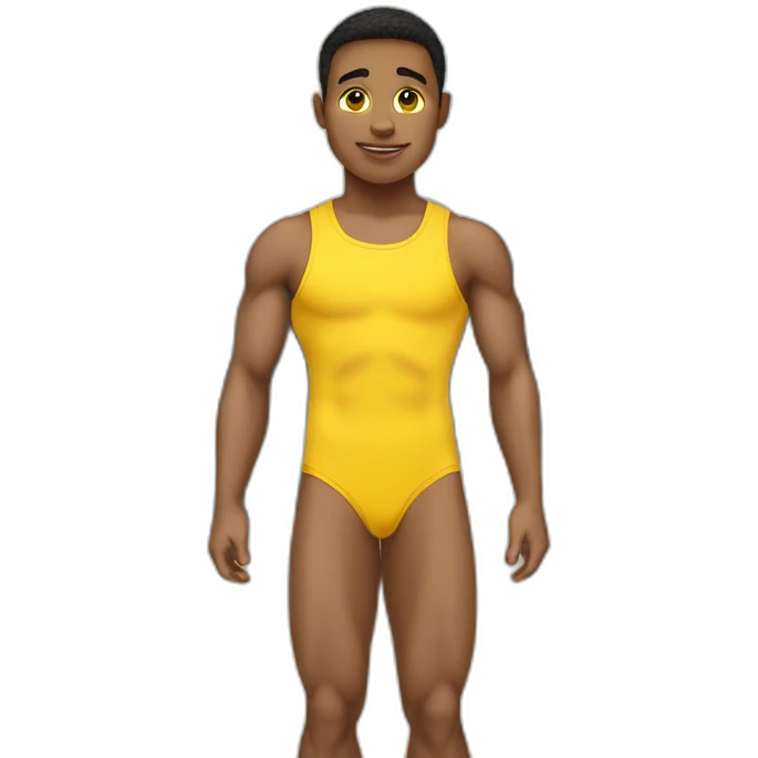 Full yellow boy in gym leotard emoji