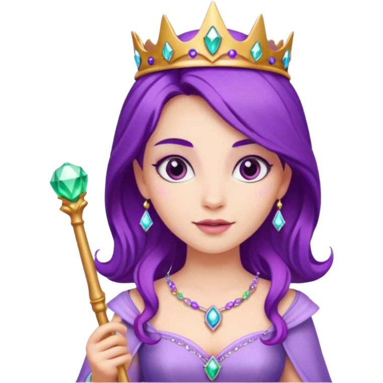 Princesses with Magic Wand in Purple Hair emoji