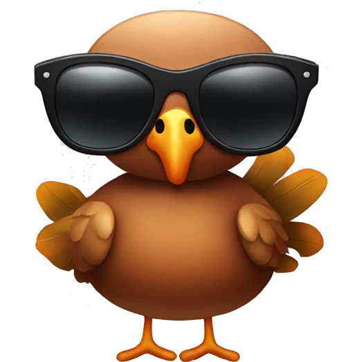 A thanksgiving turkey wearing sunglasses emoji
