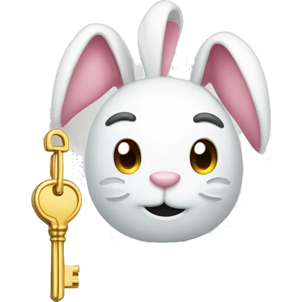 smiling face with bunny ears holding a key emoji