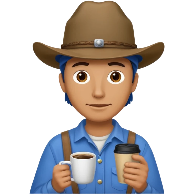 Ranch hand with blue hat and coffee mug emoji