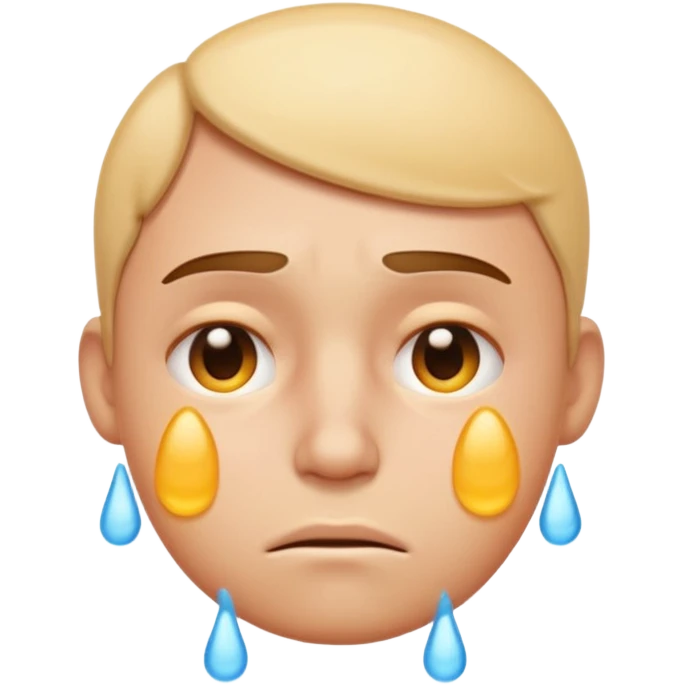 Apple-style emoji illustration of a person, overheated face with sweat drops, expression annoyed, half-closed exhausted eyes, soft 3D emoji style, smooth gradients, rounded shapes, simple expression, centered composition. emoji