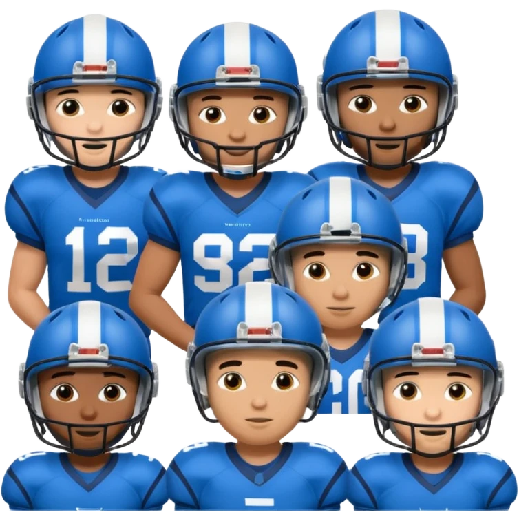 football guys team mixed race blue with helmet white black Hispanic  African  emoji