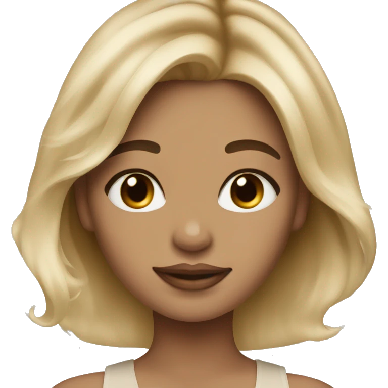 blonde balayage hair woman with a teddy bear emoji